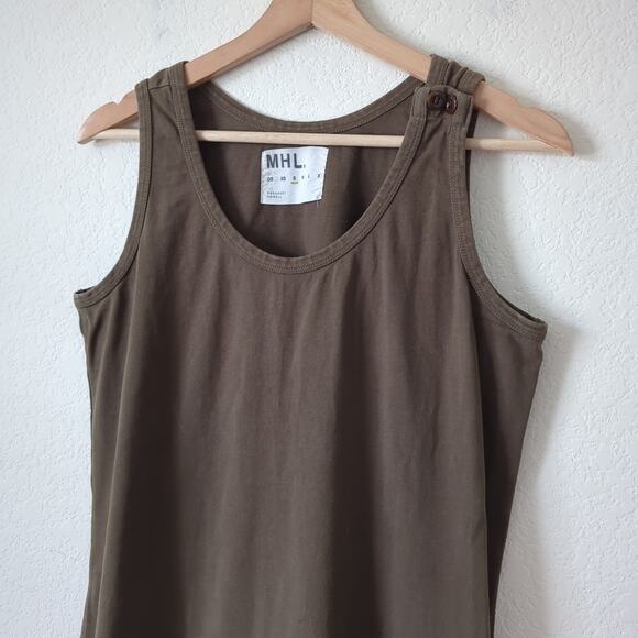 Margaret Howell Womens Tank Dress Sleeveless Cotton Olive Green Capsule Small - Picture 2 of 8